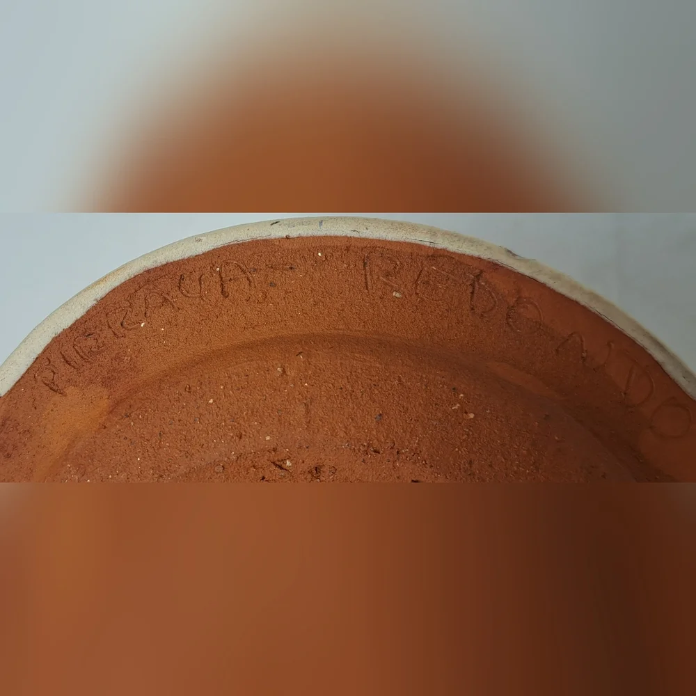 Pirraca Redondo Portugal Pottery Plate Women Farmer Ethanware Terracotta 5.5" - Picture 4 of 6